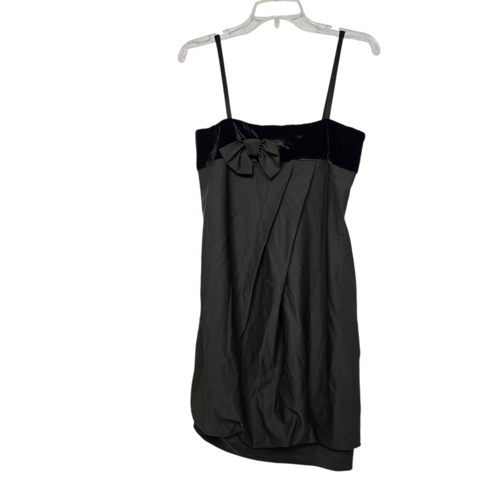Ymayaba Dark Brown Bubble Dress Black Trim Bow Front Wool Size T.38